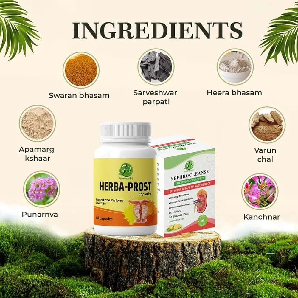 Herba-Prost और Nephrocleanse में उपयोग की गई आयुर्वेदिक सामग्री